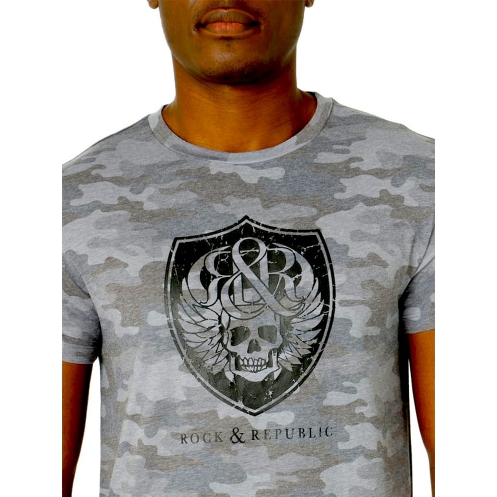 Rock & Republic Men's Short Sleeve Crew Neck Skull Tee size L